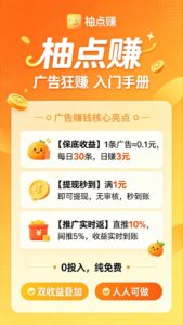 【柚点赚】每天固定收益,不需要养机,零撸玩法简单,每天稳定赚-首码项目网 - 网上创业赚钱首码项目发布推广平台 - 813首码网